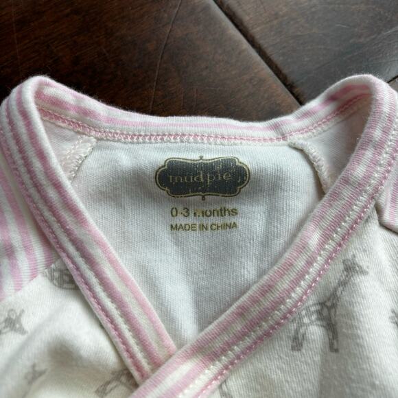 Mud Pie Girls 0-3 Month Romper Outfit Sleeper Pink Giraffes - Picture 3 of 6